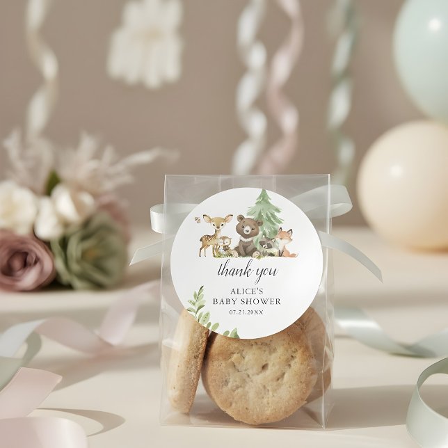 Adesivo Boho Woodland Animal Obrigado Chá de fraldas (Criador carregado)