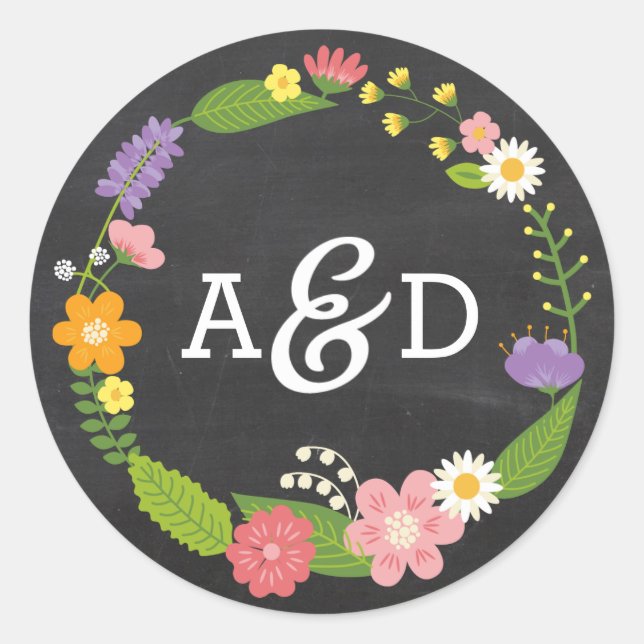 Adesivo Boho Woodland Wreath no Casamento Chalkboard (Frente)