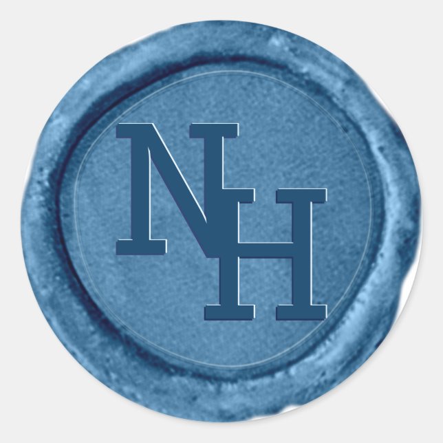 Adesivo Boia Azul Médio Monograma Iniciais Casamento (Frente)