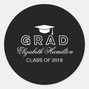 Adesivo Boina de Graduação Preto e Branco Festa de Graduaç