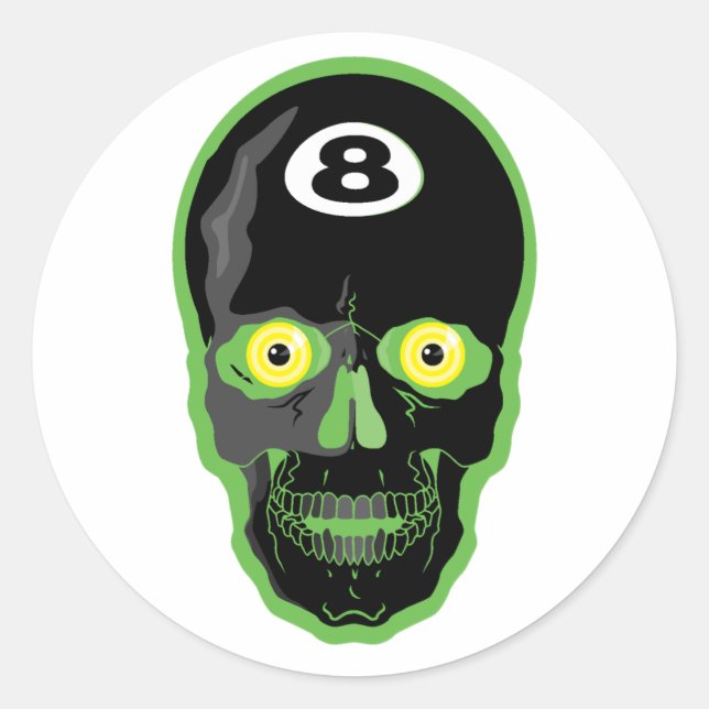 Adesivo bola 8 verde caveira (Frente)