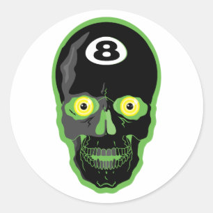Adesivo bola 8 verde caveira