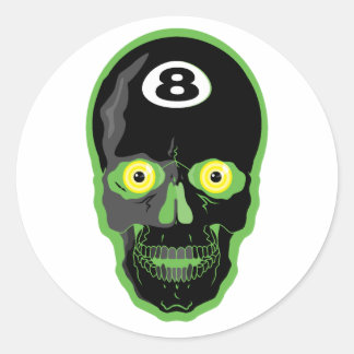 Adesivo bola 8 verde caveira