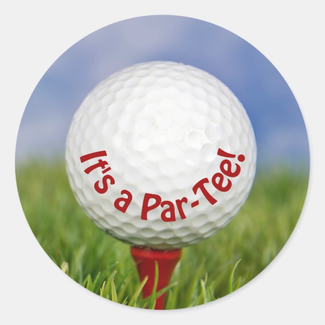 Adesivo Bola Branca de Golfe de Aniversário no Teto Vermel (Frente)