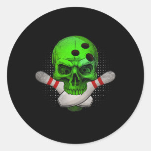 Adesivo Bola de boliche Da Cabeça Do Esqueleto E Pinos Fel