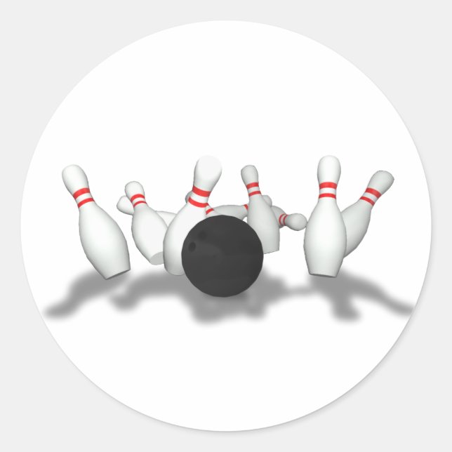 Adesivo Bola de boliche e pinos: Modelo 3D: (Frente)