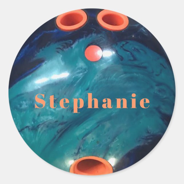 Adesivo Bola de Boliche Laranja Blue Marble Personalizada (Frente)