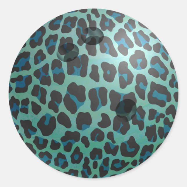 Adesivo Bola de boliche Leopard Teal (Frente)