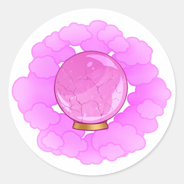 Adesivo Bola de Cristal Cracking Rosa Brilhante (Frente)