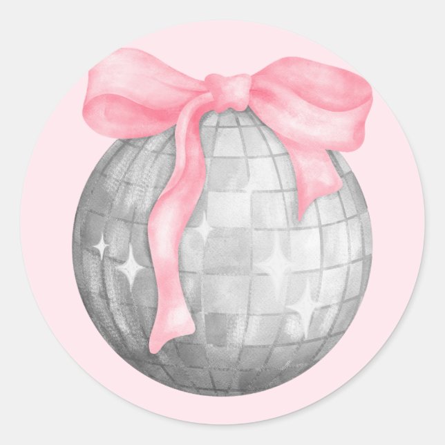 Adesivo Bola de Disco Silver Arco Rosa de Aquarela (Frente)