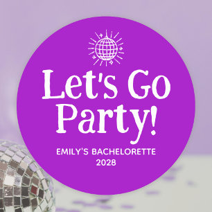 Adesivo Bola de Discoteca Doodle Roxo para Festa de Desped