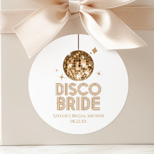 Adesivo Bola de Discoteca Dourada Noiva de Casamento Chá d