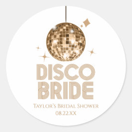 Adesivo Bola de Discoteca Dourada Noiva de Casamento Chá d