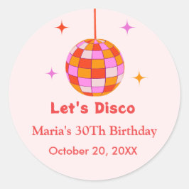 Adesivo Bola de Discoteca Laranja Rosa Festa de Aniversári
