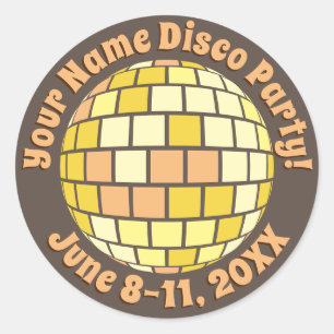 Adesivo Bola de Discoteca Retro Gold PERSONALIZADA