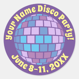 Adesivo Bola de Discoteca Roxa Retro PERSONALIZADA