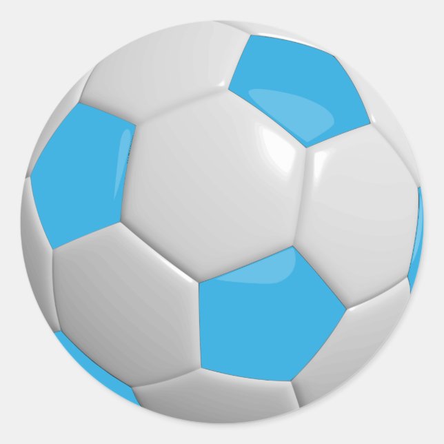 Adesivo Bola de Futebol Azul Bebê e Branco (Frente)