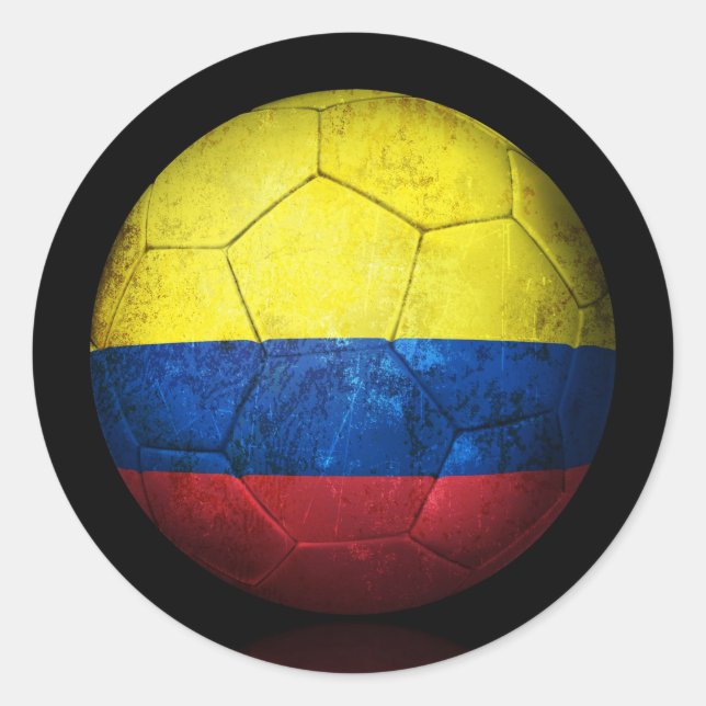 Adesivo Bola de Futebol de Bandeira Colombiana vestida (Frente)