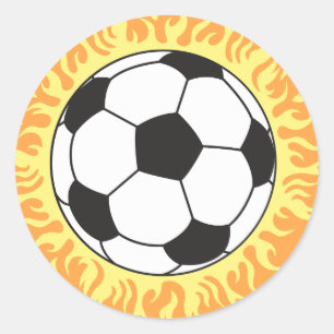Adesivo bola de futebol design de chamas