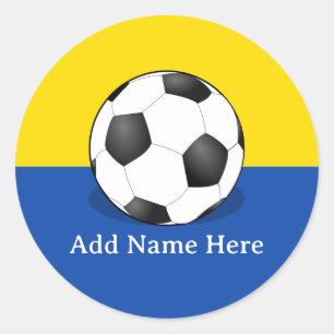 Adesivo Bola de Futebol em Fundo Amarelo e Azul