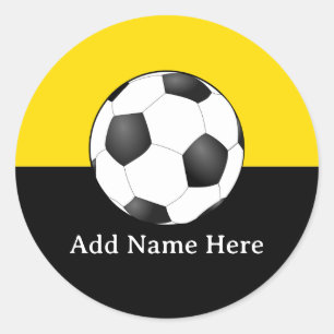Adesivo Bola de Futebol em Fundo Amarelo e Preto