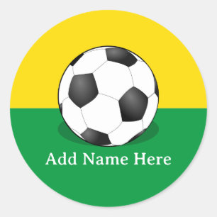 Adesivo Bola de Futebol em Fundo Amarelo e Verde