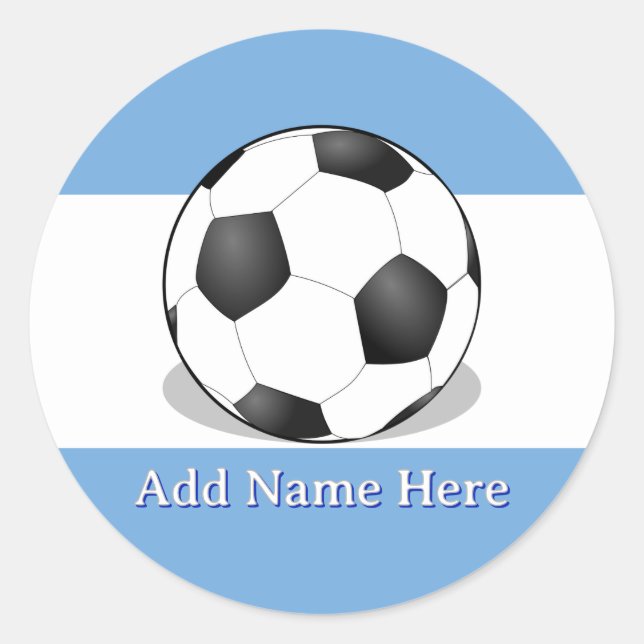 Adesivo Bola de Futebol em Fundo Azul Claro e Branco (Frente)