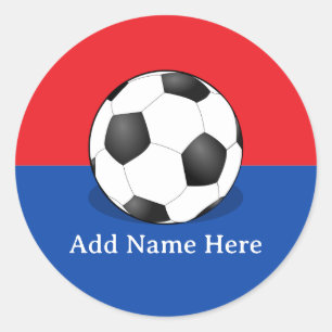 Adesivo Bola de Futebol em Fundo Azul e Vermelho