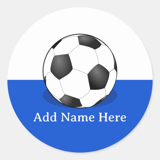 Adesivo Bola de Futebol em Fundo Branco e Azul (Frente)