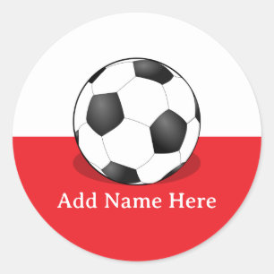 Adesivo Bola de Futebol em Fundo Branco e Vermelho