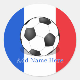 Adesivo Bola de Futebol em Fundo Vermelho Branco e Azul
