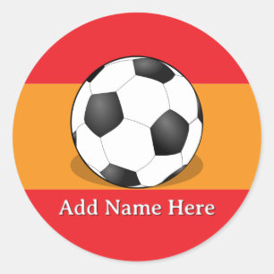 Adesivo Bola de Futebol em Fundo Vermelho e Laranja