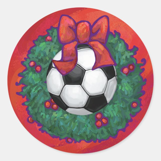 Adesivo Bola de Futebol em Uma Fúria de Natal em Vermelho (Frente)