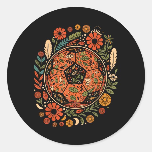 Adesivo Bola de Futebol Flor Boho (Frente)