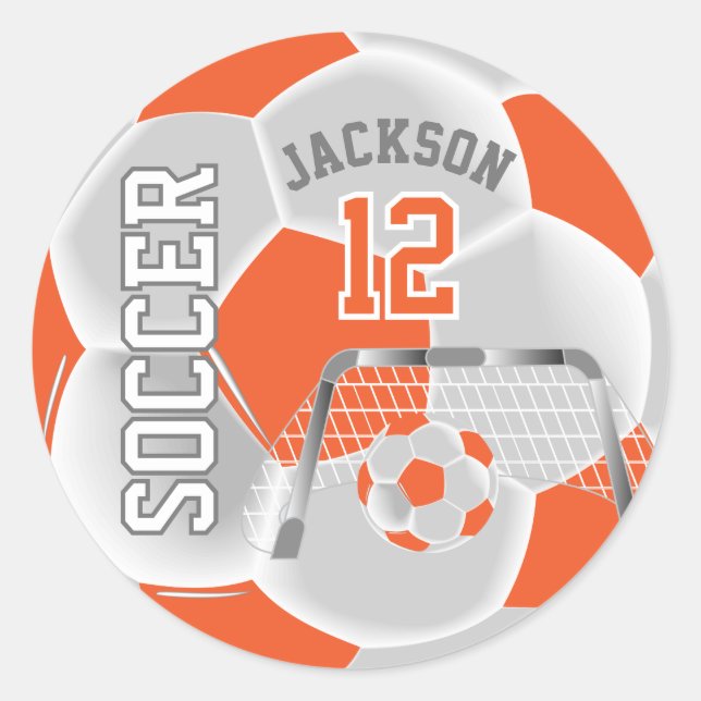 Adesivo Bola de Futebol Laranja e Branco (Frente)