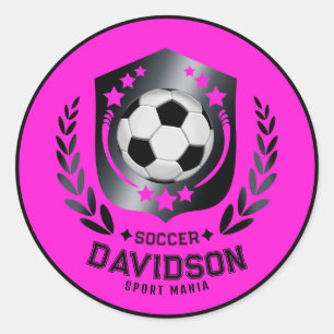 Adesivo Bola de Futebol Preta Rosa Com Nome Personalizado