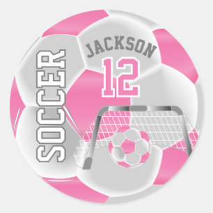 Adesivo Bola de Futebol Rosa e Branca