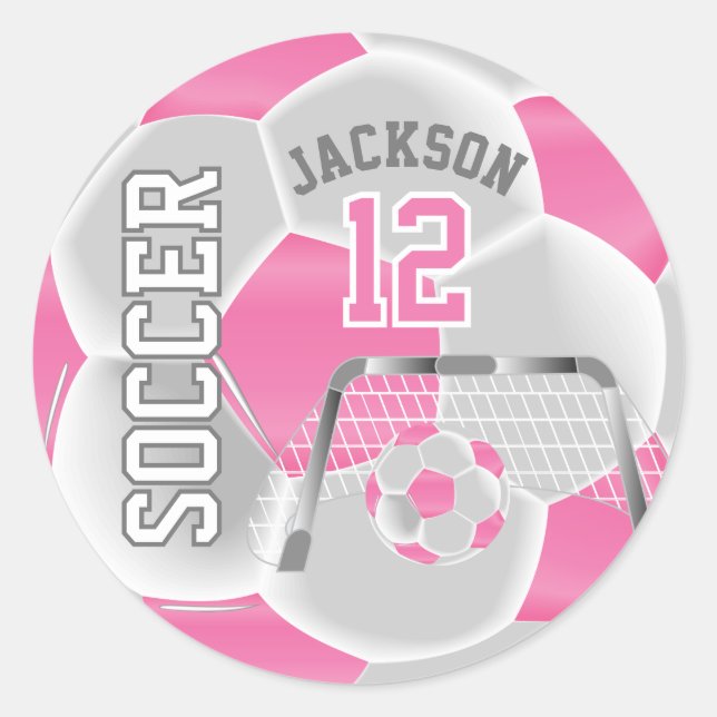 Adesivo Bola de Futebol Rosa e Branca (Frente)