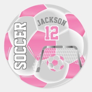 Adesivo Bola de Futebol Rosa e Branca