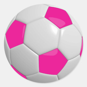 Adesivo Bola de Futebol Rosa e Branco