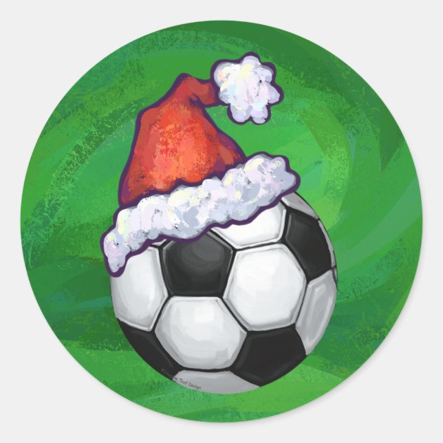 Adesivo Bola de Futebol Santa Hat em Verde (Frente)