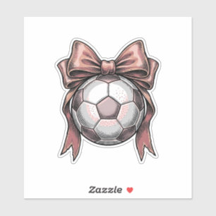 Adesivo Bola de Futebol Vintage com Laço Rosa