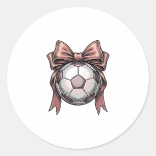 Adesivo Bola de Futebol Vintage com Laço Rosa