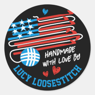 Adesivo Bola de ganchos da Team Crochet com fio patriótico