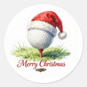 Adesivo Bola de golfe com chapéu de Papai Noel para o Nata