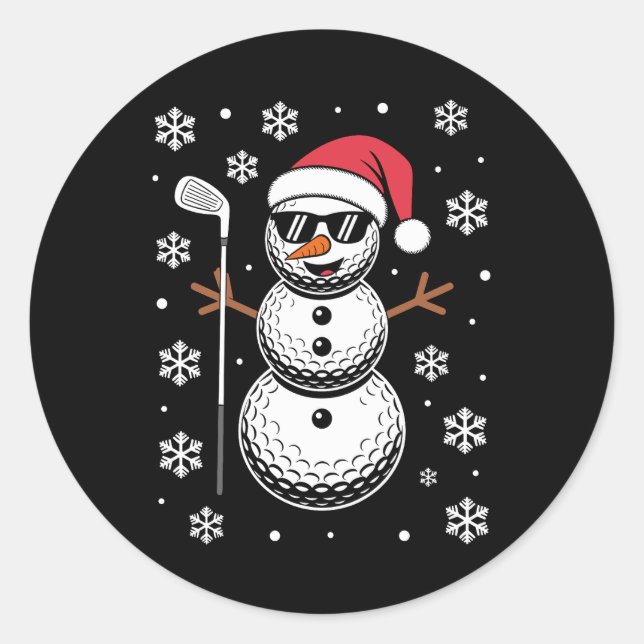 Adesivo Bola de Golfe de Natal Boneco de Neve Óculos de So (Frente)