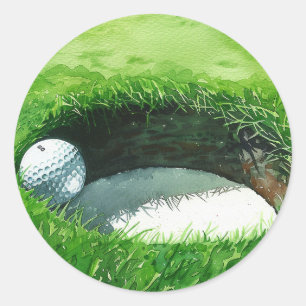 Adesivo Bola de golfe dentro do buraco para um único parti