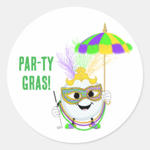 Adesivo Bola de Golfe Divertida Celebrando o Mardi Gras 