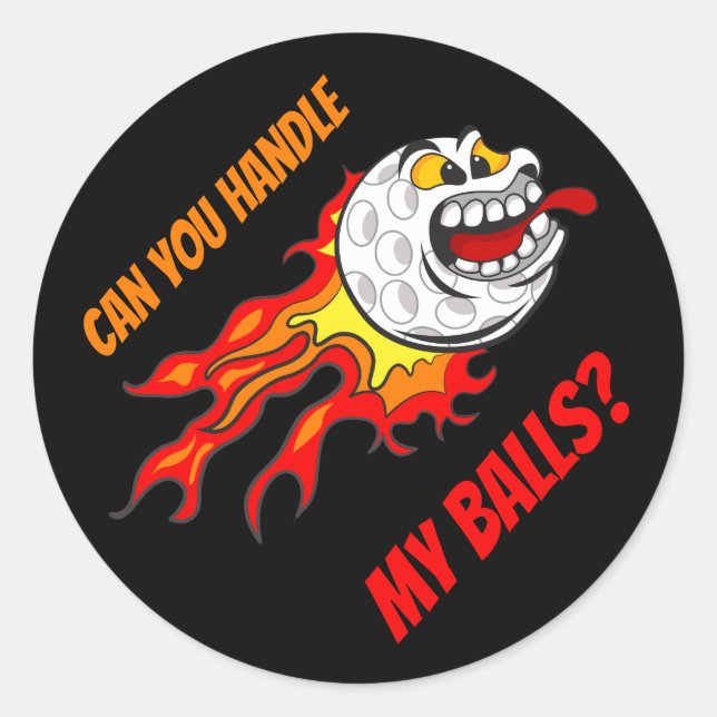 Adesivo Bola de Golfe em Chamas, Preto (Frente)