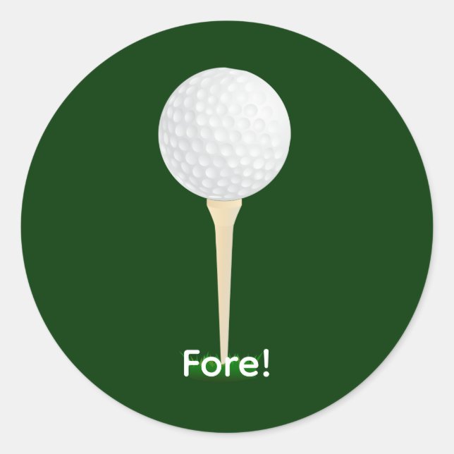 Adesivo Bola de Golfe em um Tee. Fore! (Frente)